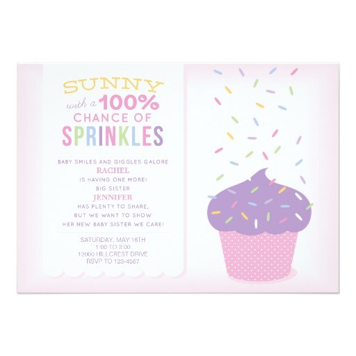 pink big sister cupcake baby sprinkle invitation