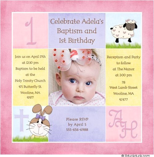 Birthday and Baptismal Invitation Wordings 1st Birthday and Christening Baptism Invitation Sample