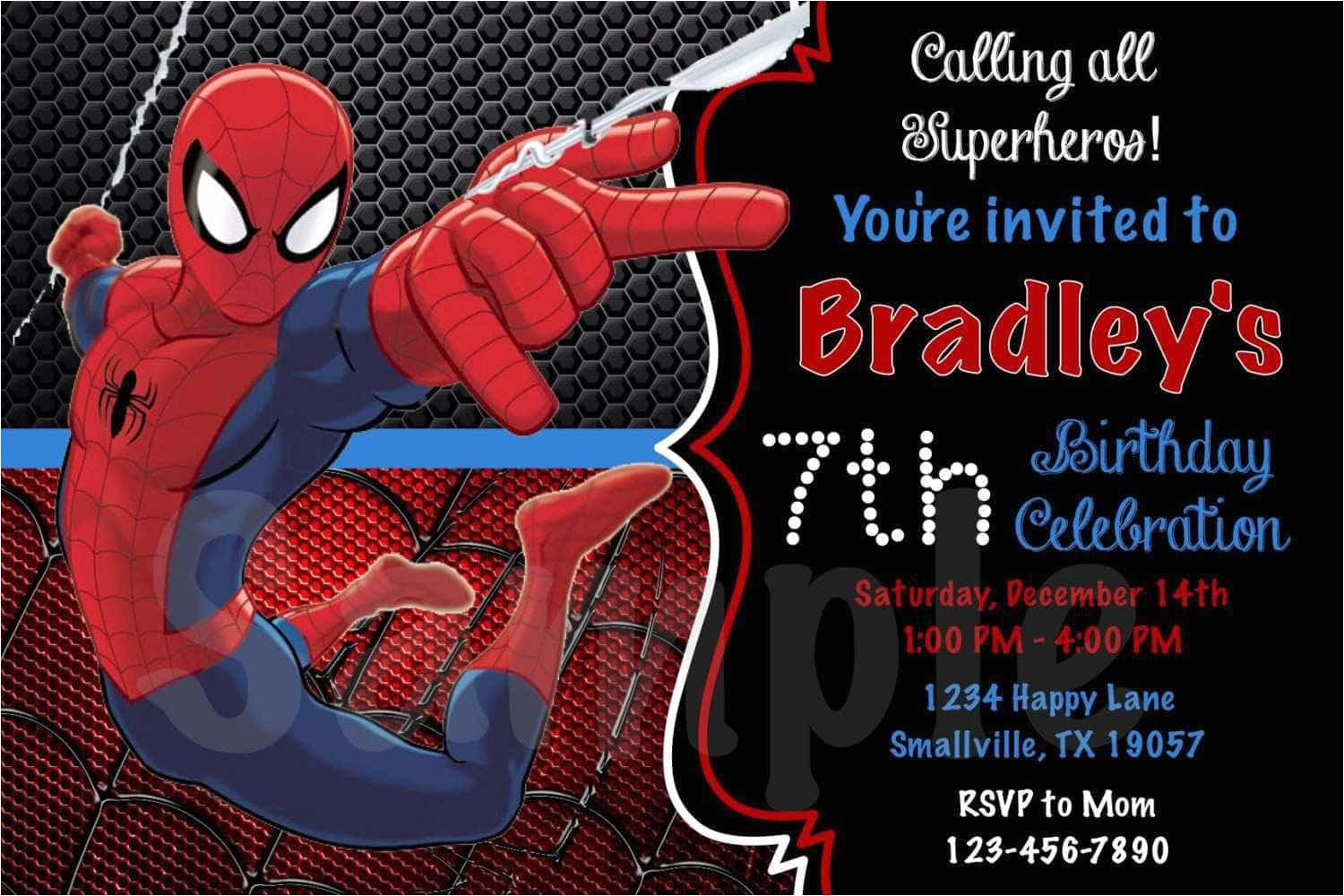 spiderman birthday invitations