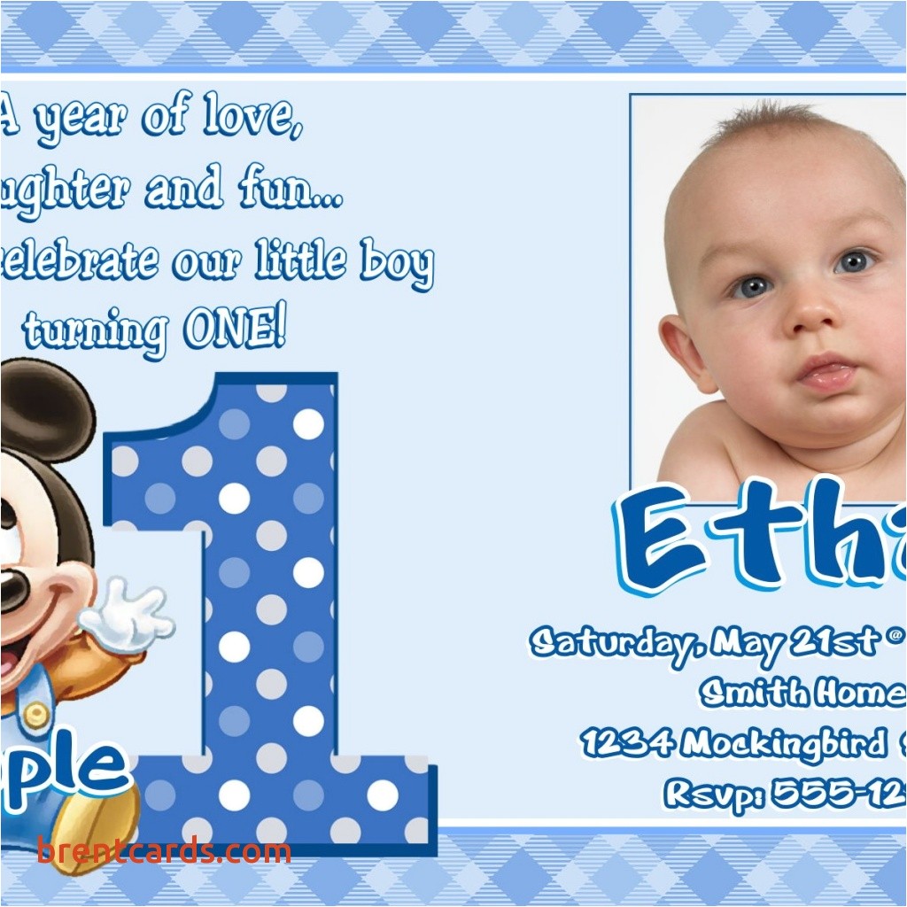 sample of birthday invitation cards 1 year old awesome jb24 baby mickey mouse 1st birthday invitations