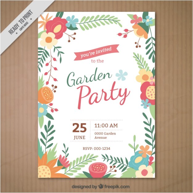 garden party invitation with a floral frame 852630