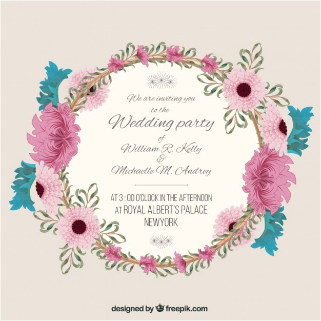 wedding invitation with floral frame 765796