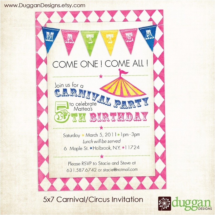 free printable carnival birthday party invitations