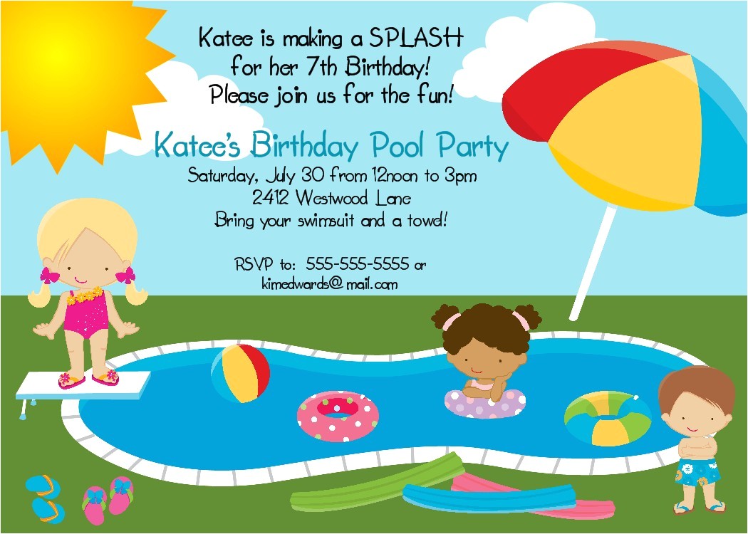 pool party birthday invitation