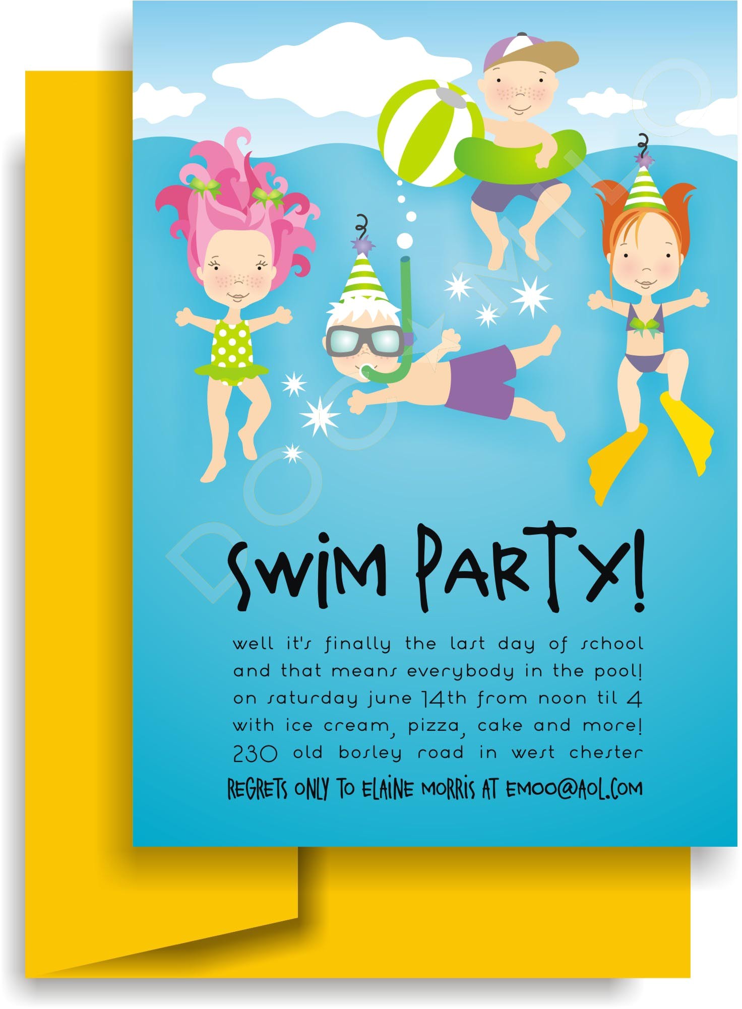 pool birthday party invitation
