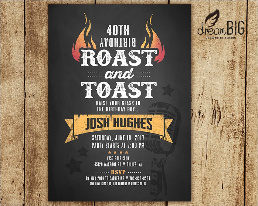 roast and toast birthday invitation