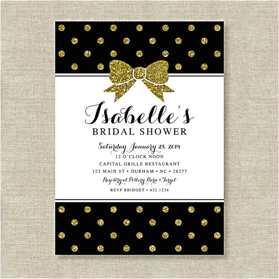 black and gold glitter bow bridal shower
