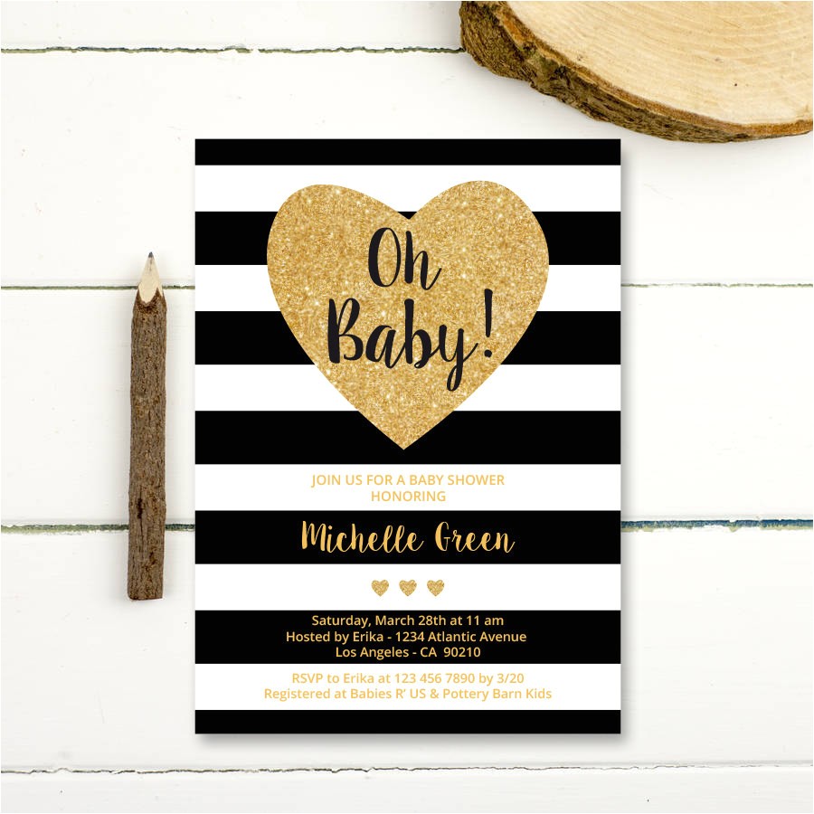 black and white baby shower invitations