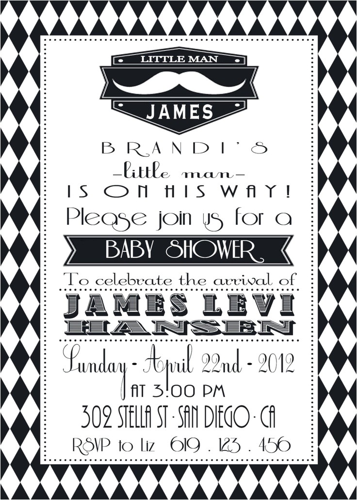 black and white baby shower invitations