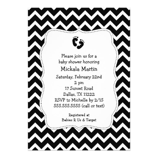 black and white chevron baby shower invitation
