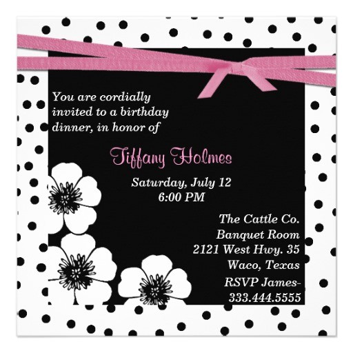 black white polka dot birthday invitation 161183484538721003