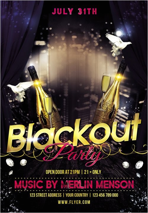 flyer psd template blackout party cover