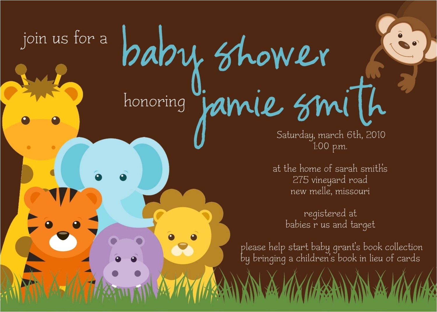 jungle theme baby shower invitation