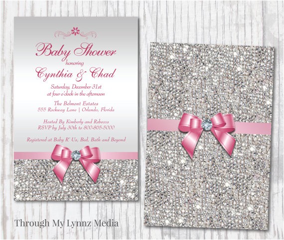 bling baby shower invitations diamond