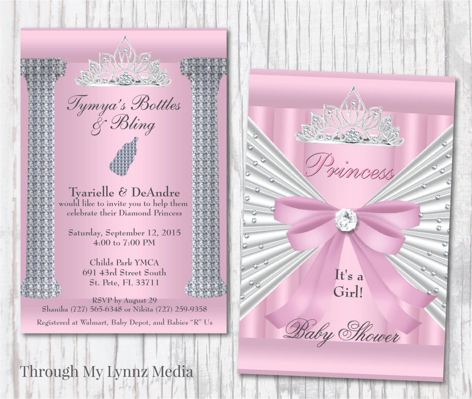 bling baby shower invitations pink