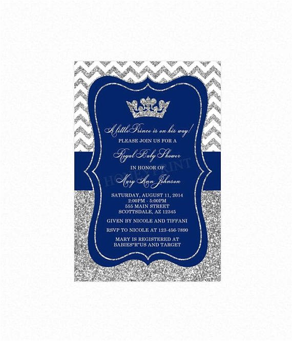 prince baby shower invitation royal blue 3