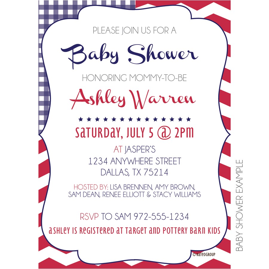 Blue and White Baby Shower Invitations Red White & Blue Invitation