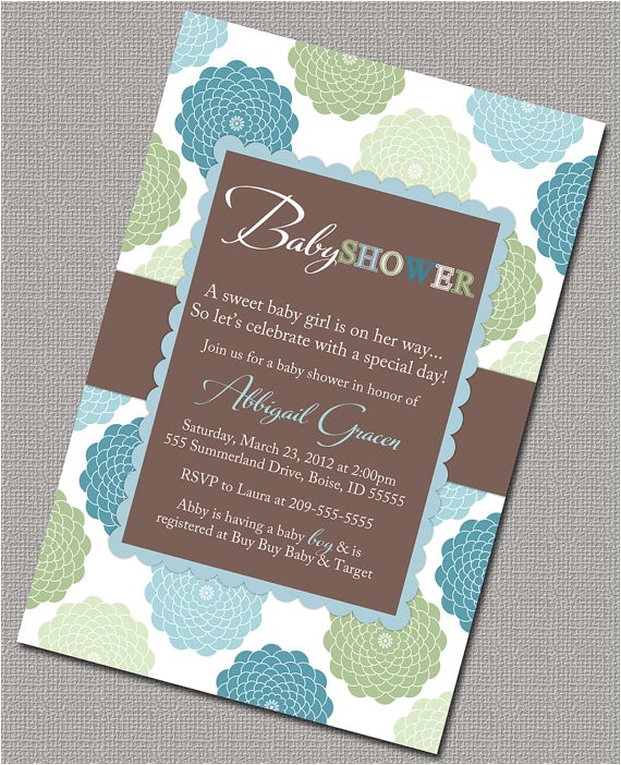 baby boy shower invitations blue green