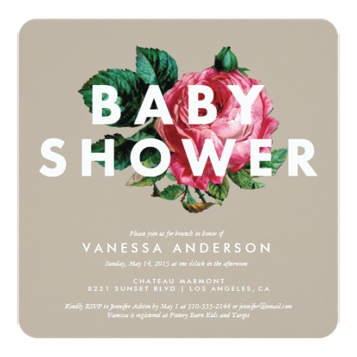 bold botanical baby shower invitation