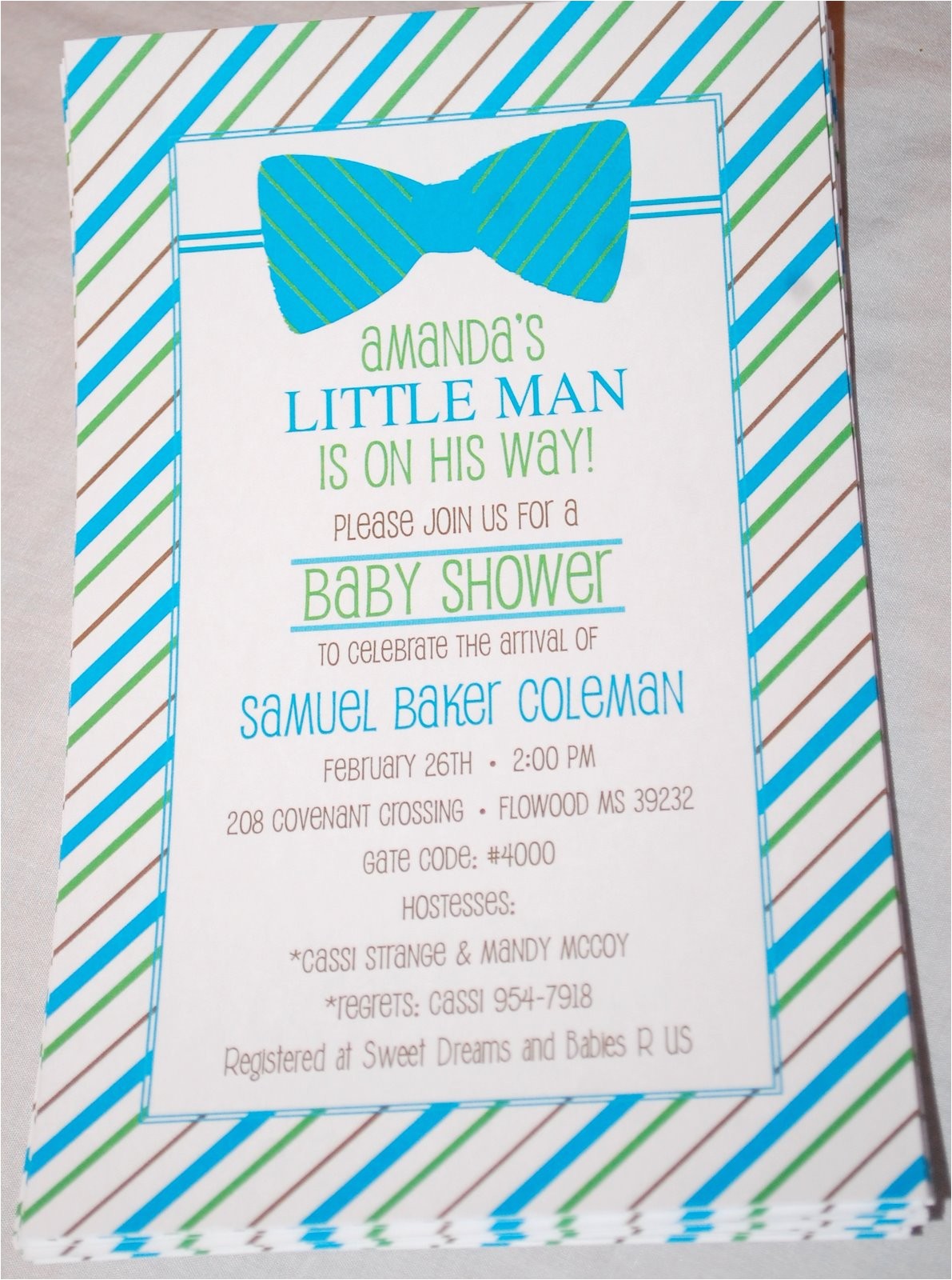 bow tie baby shower invitations