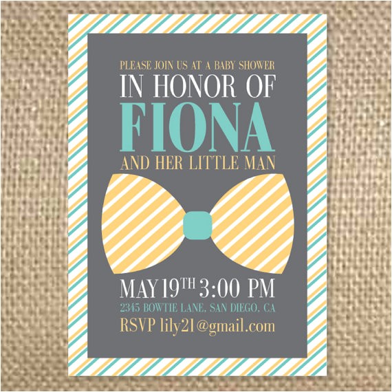 bow tie baby shower invitation