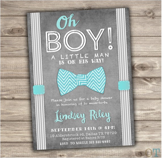 bow tie baby shower invitations little