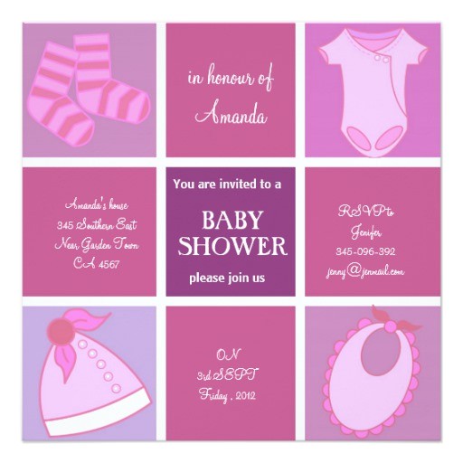 boxed pink baby clothes baby shower invitation