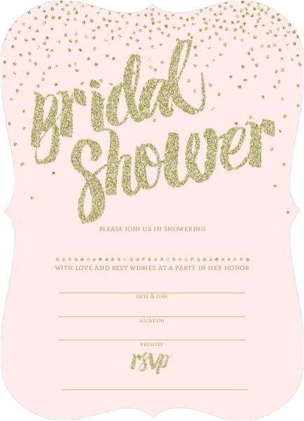 pink and gold glitter bridal shower invitation