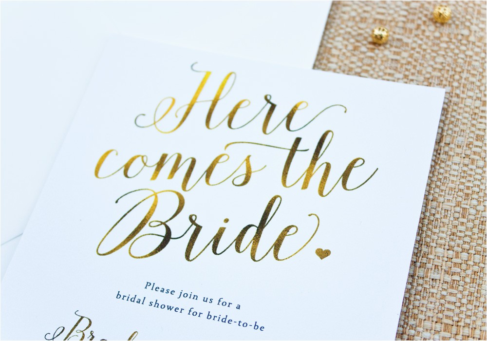 here es the bride calligraphy bridal shower invitation