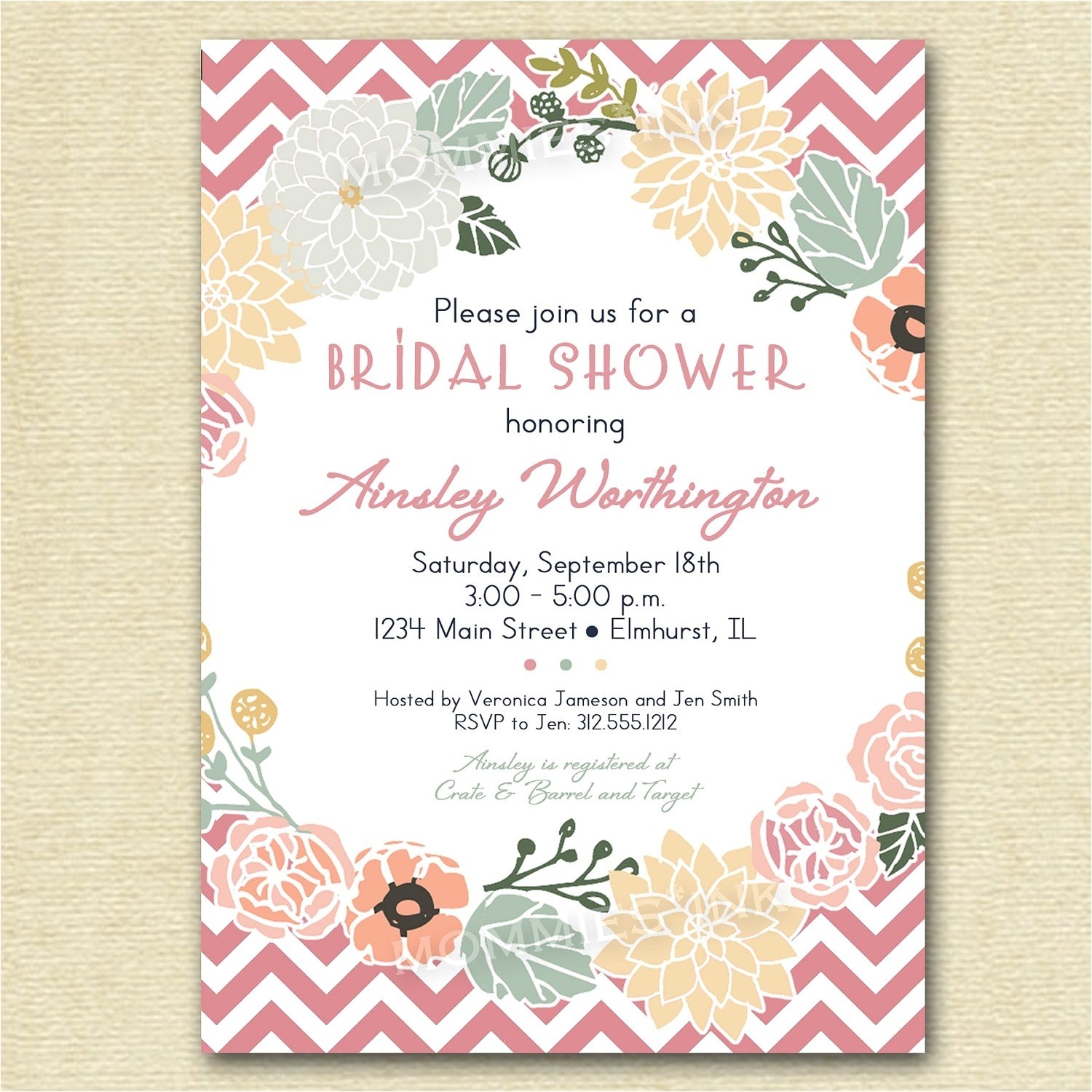 bridal shower invitations tar template