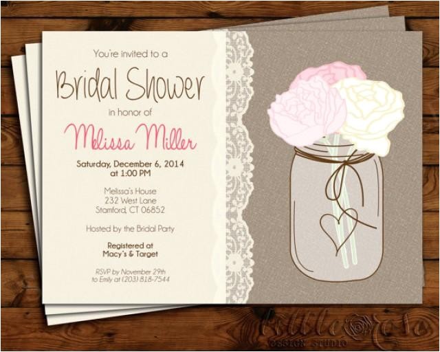bridal shower invitation wedding shower invite bridal brunch mason jar invitation burlap baby shower birthday printable invite