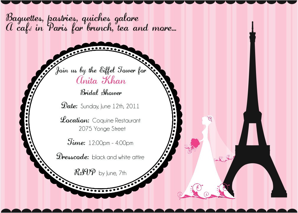 Bridal Shower Invitations Paris theme Cafe In Paris Bridal Shower Invitation Digital File