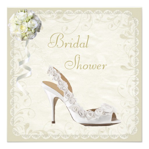 chic shoe bouquet bridal shower invitation