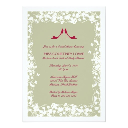 cranberry shoes bridal shower invitation