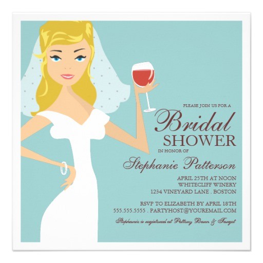modern bride wine theme bridal shower invitation