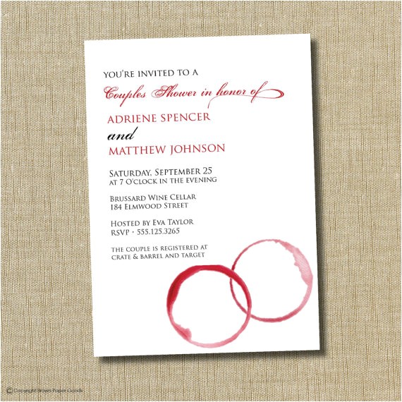 wine theme bridal shower invitation