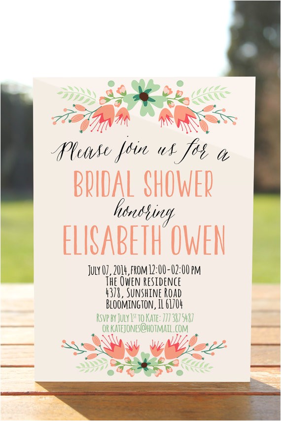 rustic bridal shower invitation floral