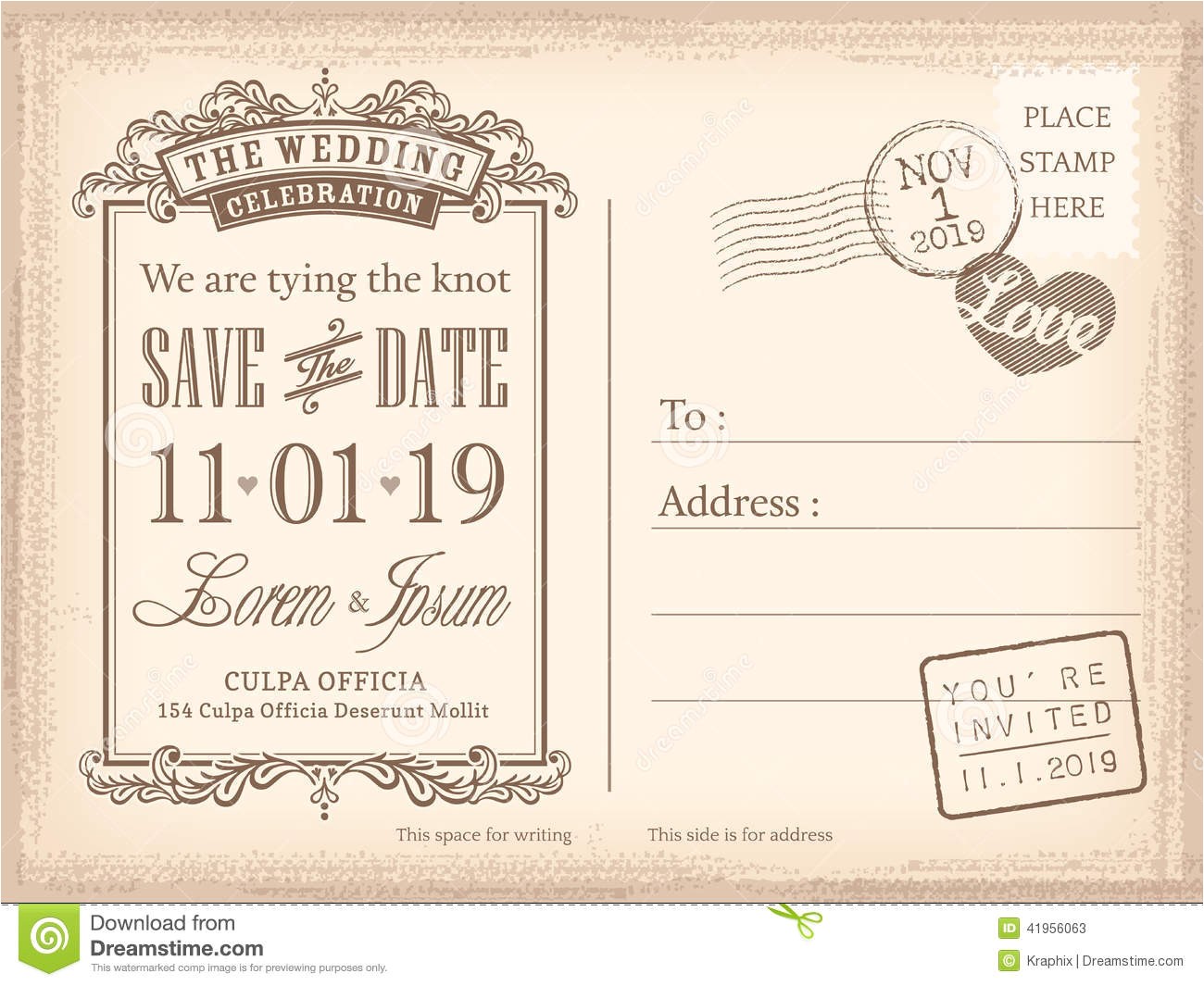 post wedding invitation postcard template