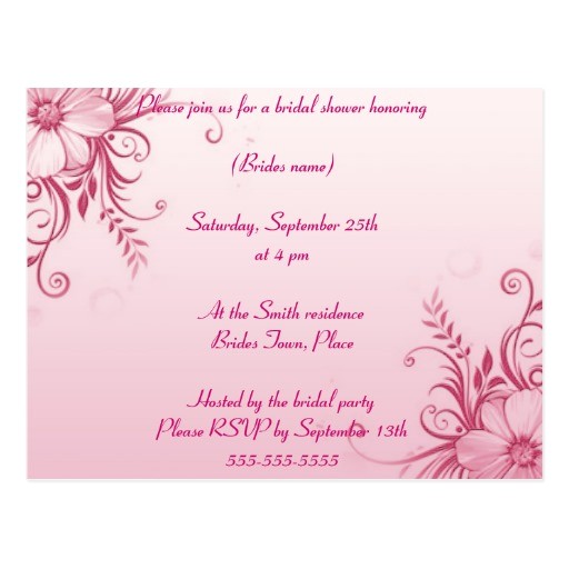 bridal shower invitations postcard