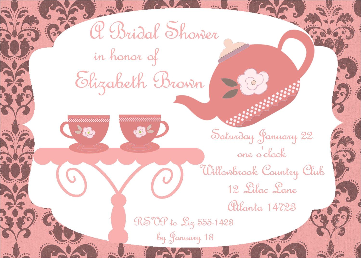 bridal shower tea party invitations free
