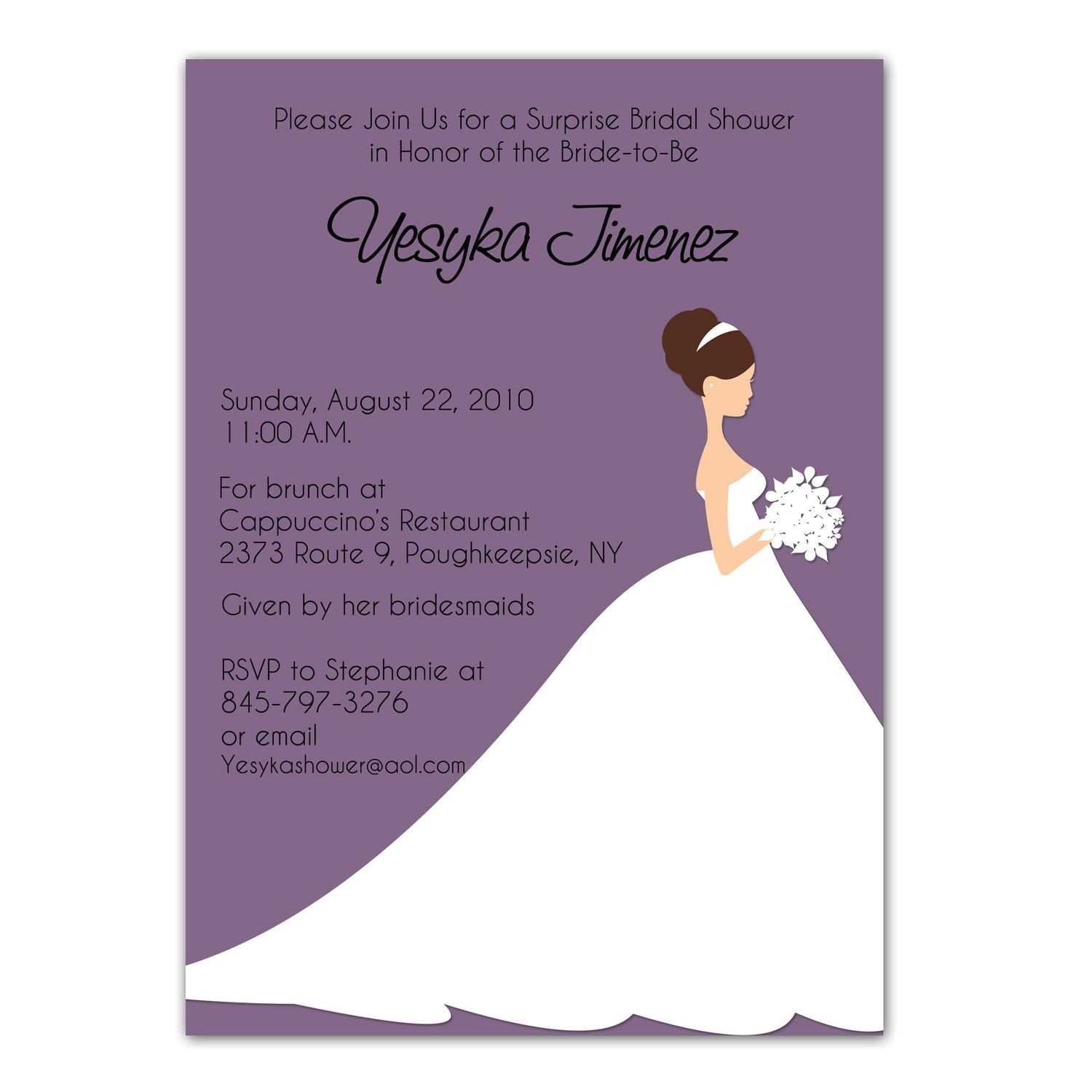 purple bridal shower invitations