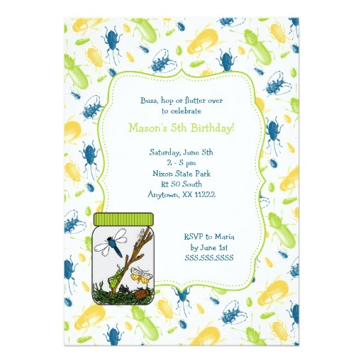 bug jar birthday party invite with insects