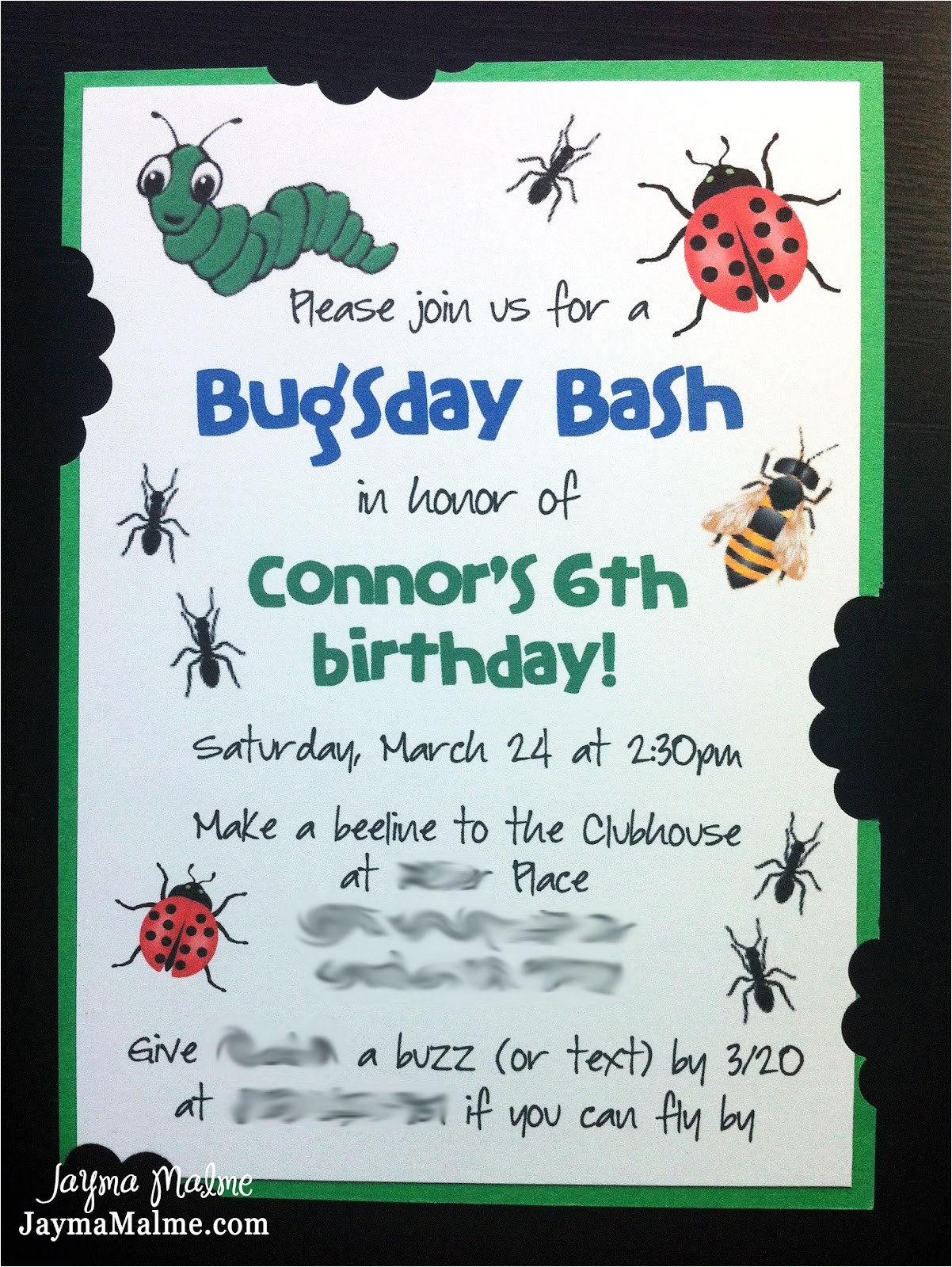 bug party invitations