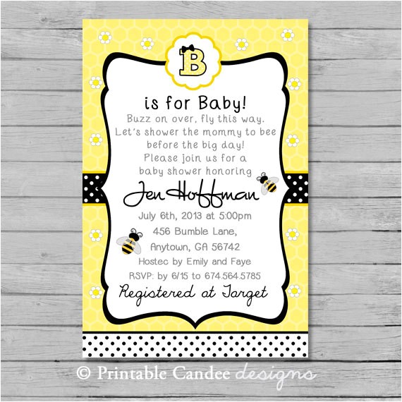 bumble bee baby shower invitation diy