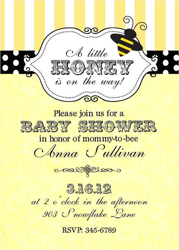 bumble bee baby shower invitations