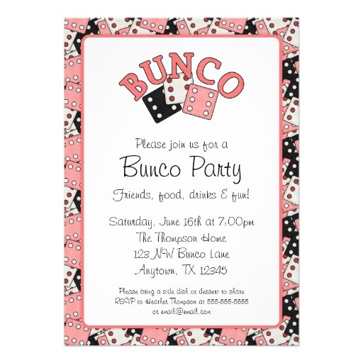 pink and black bunco party announcement