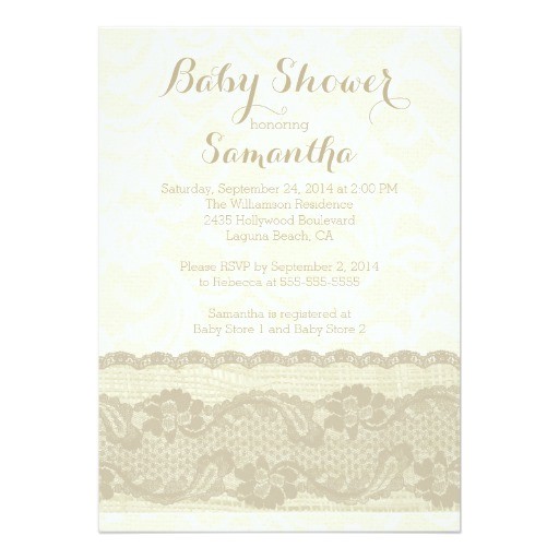 modern burlap lace baby shower invitation