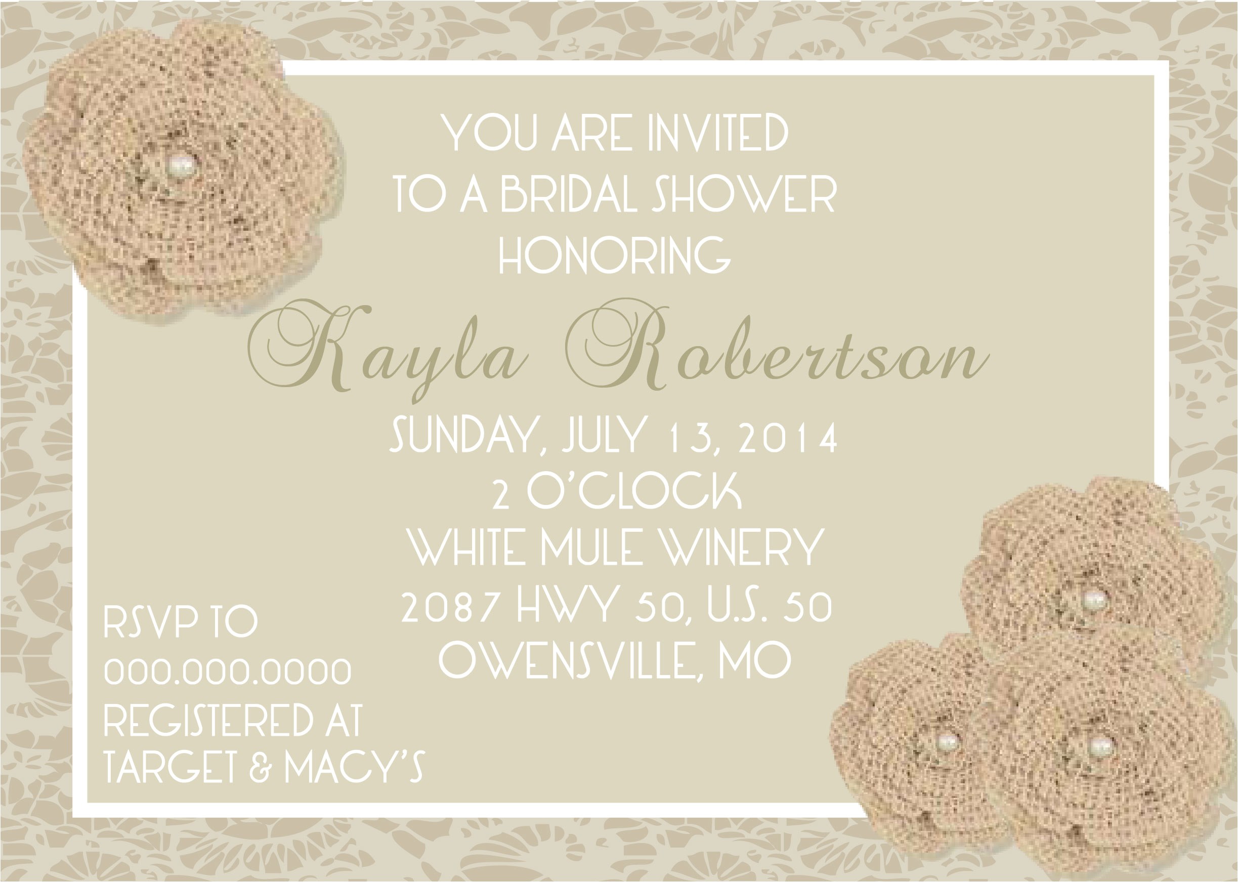 Burlap and Lace Bridal Shower Invitations Burlap & Lace Bridal Shower Invitation Pure Design Graphics