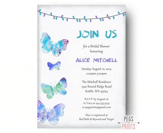 butterfly bridal shower invitation