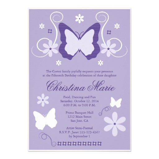 purple butterfly quinceanera invitations 161905347832009415